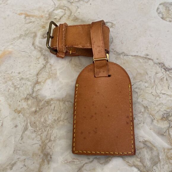Vintage Louis Vuitton Vachetta Leather Luggage Tag & Poignet - Picture 3 of 12
